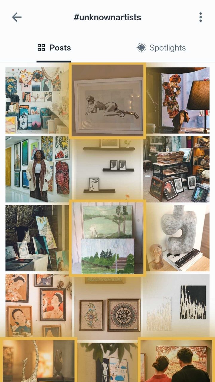 A scene feed in Spotlight, with spotlighted posts outlined in gold